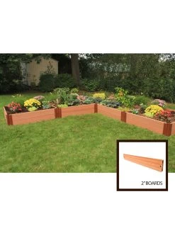 Classic Sienna Raised Garden Bed "L" Shaped With 2" Boards -Garden Tools Store 8588255 01v sienna composite raised garden bed 2 inch l shaped