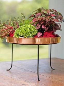 Large Round Copper Plant Tray, 14" -Garden Tools Store 8593567 4636 tif