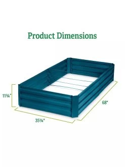 Demeter Corrugated Metal Raised Bed, 34" X 68" -Garden Tools Store 8594183 dims GSC