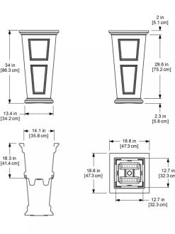 Fairfield Self-Watering Tall Patio Planters, 34” -Garden Tools Store 8600109 11V tif