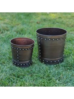 Riveted Planters, Set Of 2 -Garden Tools Store 8610032 01v
