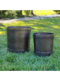 Riveted Planters, Set Of 2 -Garden Tools Store 8610081 01v
