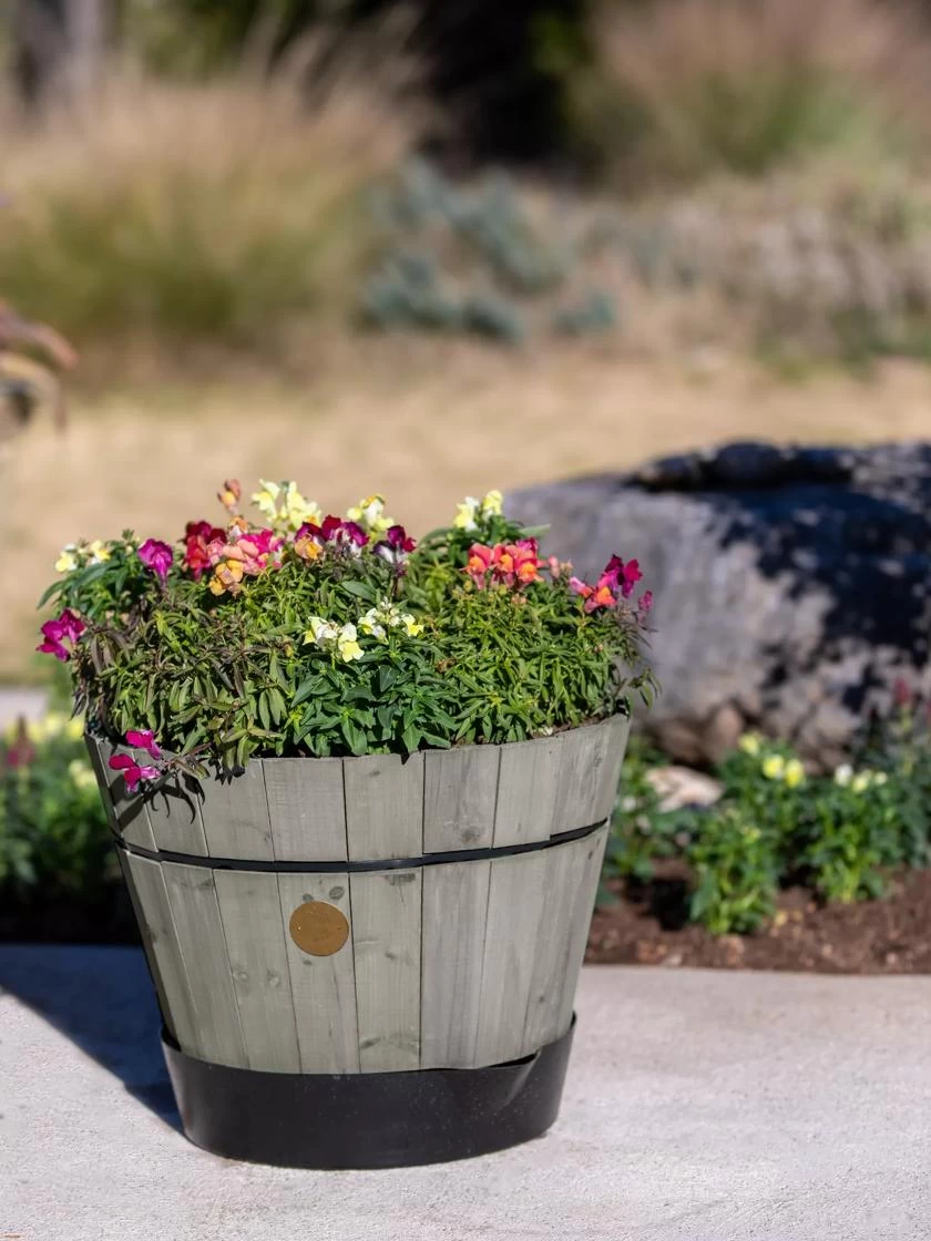 VegTrug® Build-a-Barrel Wooden Planter With Self-Watering Reservoir Tray, 18" 3 VegTrug® Build-a-Barrel Wooden Planter With Self-Watering Reservoir Tray, 18"