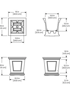 Fairfield Self-Watering Square Planter, 16” X 16” -Garden Tools Store 8611695 19V tif