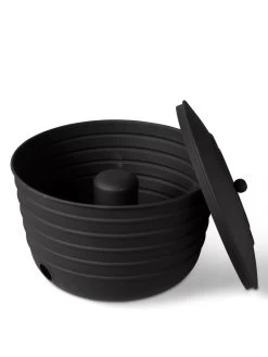 Matte Black Ribbed Hose Pot With Lid 9 Matte Black Ribbed Hose Pot With Lid -Garden Tools Store 8611991 5868 tif