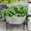 Achla Designs Mini Oval Galvanized Tub With Folding Stand -Garden Tools Store 8612906 02v achla designs mini oval galvanized tub with folding stand