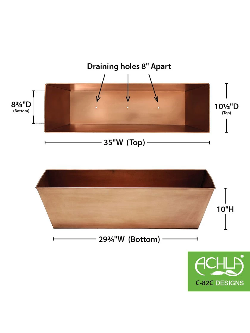 Achla Designs Plain Copper Plated Flower Box, Large 6 Achla Designs Plain Copper Plated Flower Box, Large - Image 4