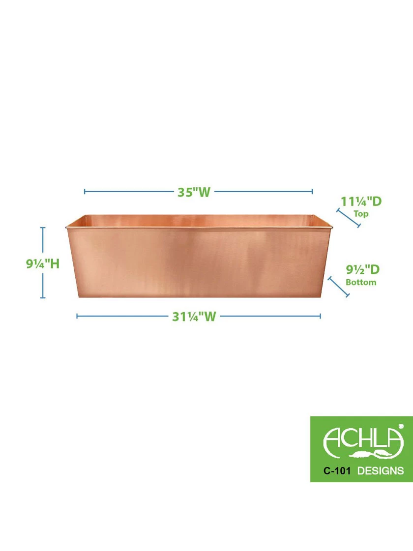 Achla Designs Solid Copper Flower Box, Large 3 Achla Designs Solid Copper Flower Box, Large